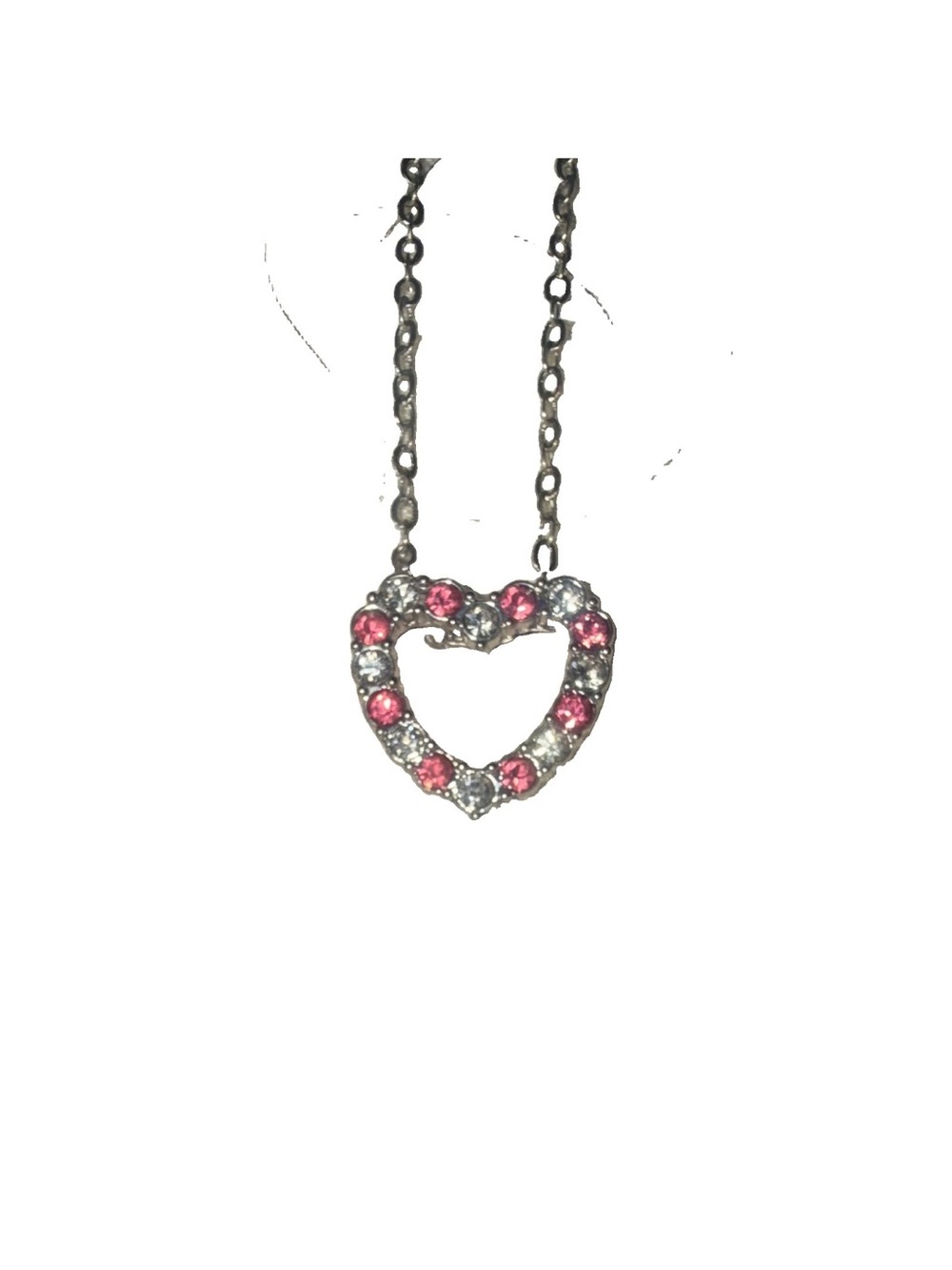Pink Crystal Heart Pendant Necklace - Women Jewelry